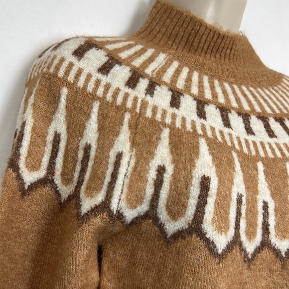 Vero Moda Simone high neck Nordic sweater Brown NWT - Picture 3 of 12